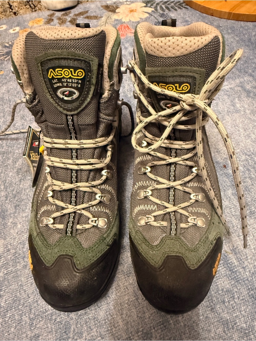 Asolo Olive Green and Gray Lace-Up Hiking Boots